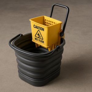 Heavy-Duty Rubber Collapsible Mop Bucket with Wringer