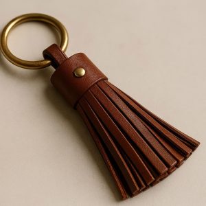 Leather Tassel Key Fob with Brass Key Ring - Elegant Key Organizer
