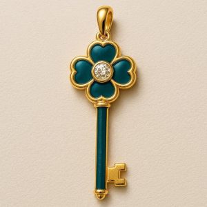 Luxury Enamel & Gold-Plated Key Pendant - Fashion Jewelry Keychain